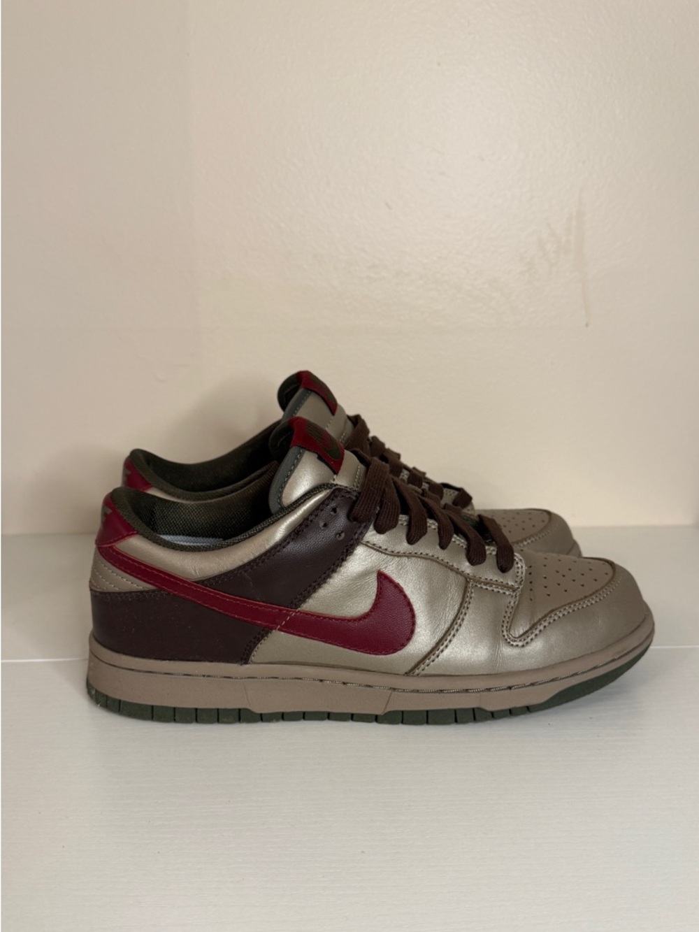 Nike Dunk Low in Taupe, Burgundy & Dark Brown